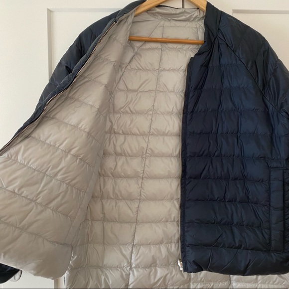 Athleta Jackets \u0026 Coats | Athleta Reversawarm Down Coat (Short) | Color: Blue/Silver | Size: M | Heidielynn's Closet